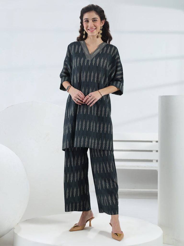 Libas Black Printed Cotton Co-Ord Set