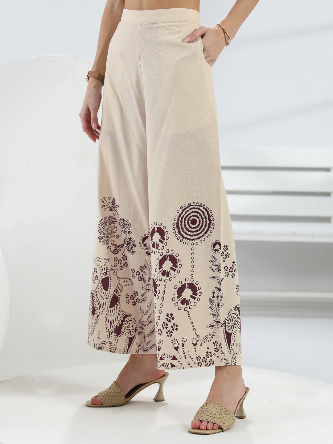  Off White Floral Printed Cotton Co-Ord Set 