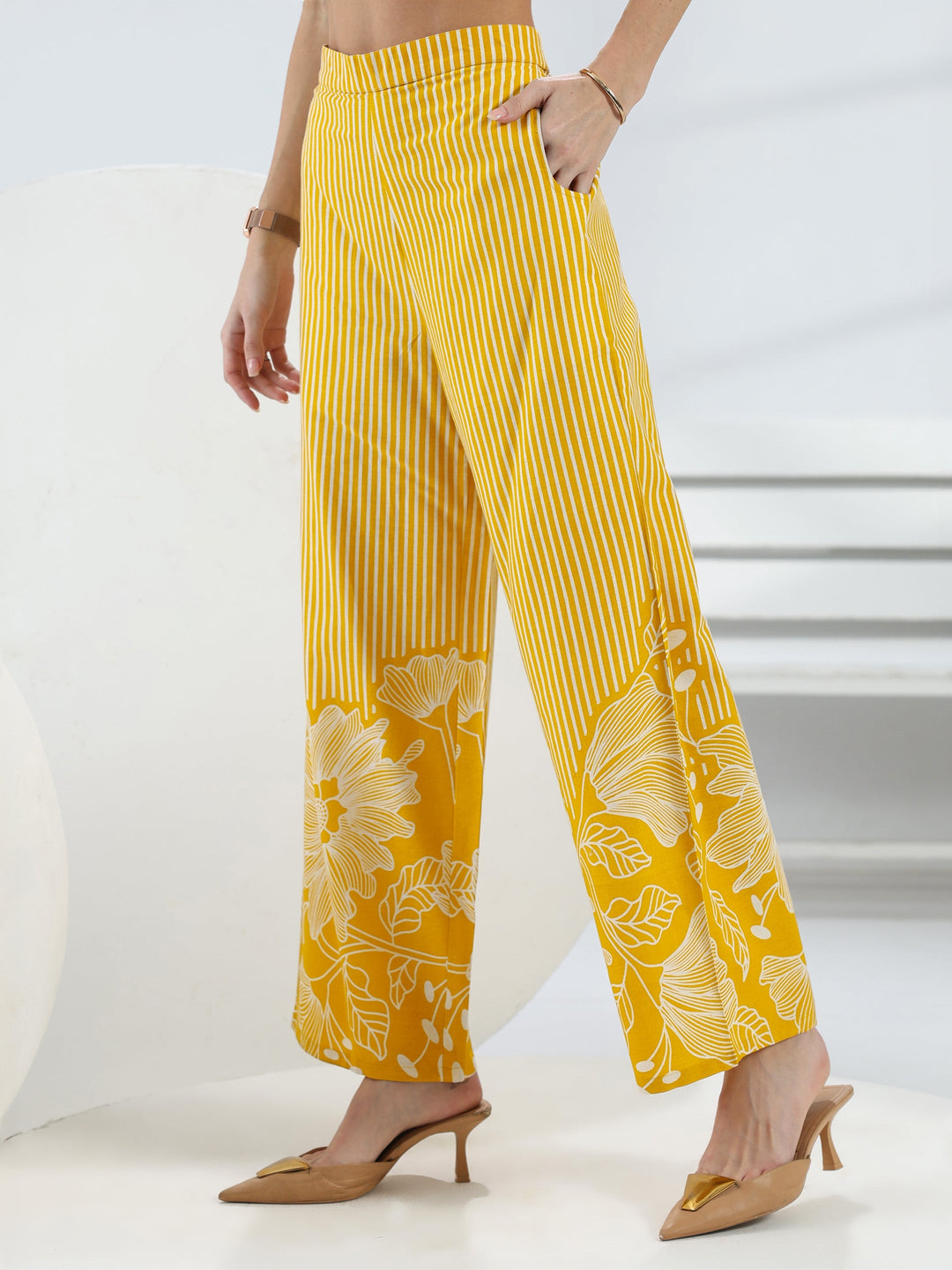  Yellow Floral Printed Cotton Co-Ord Set 