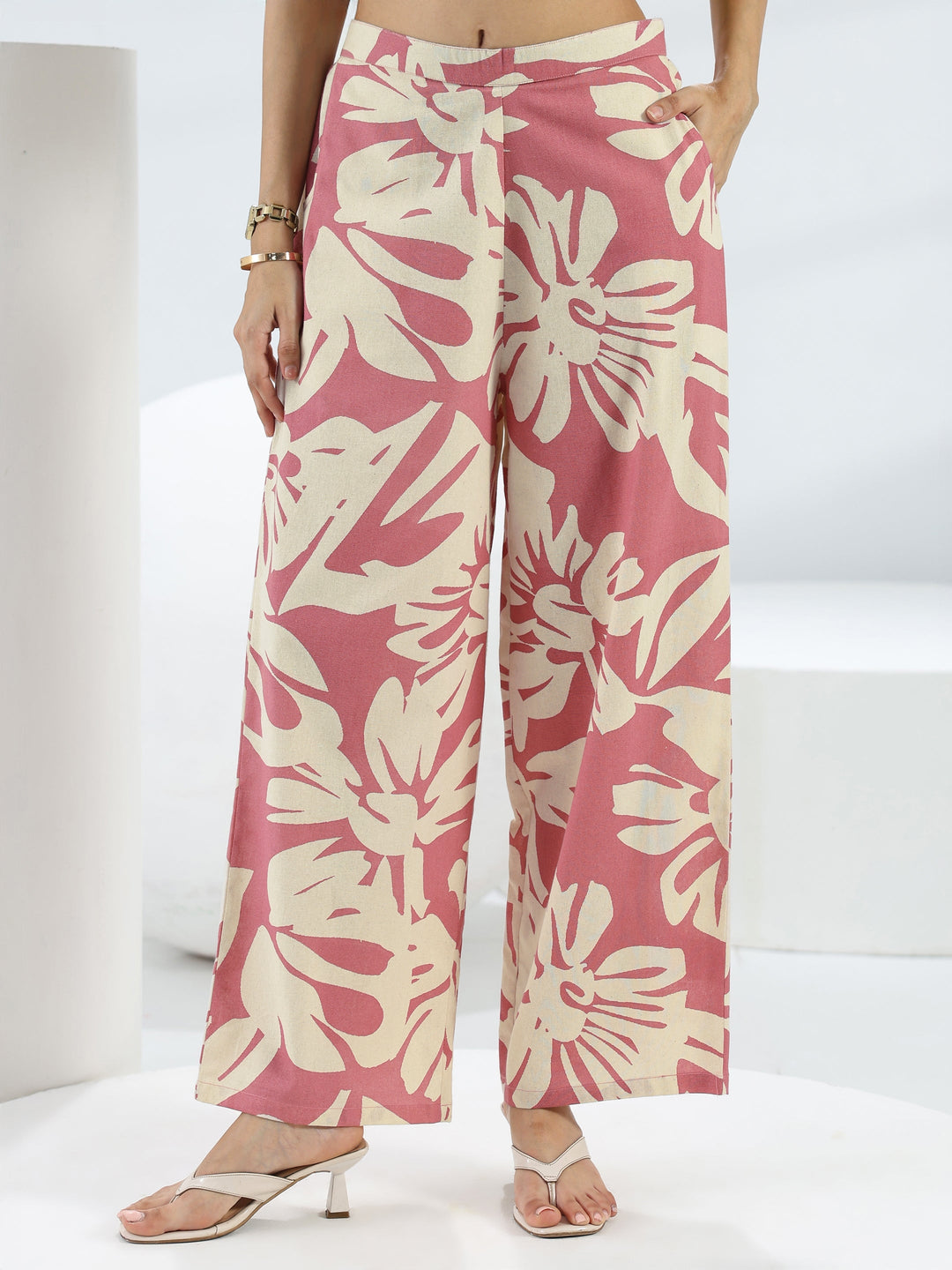  Pink Floral Printed Cotton Co-Ord Set 