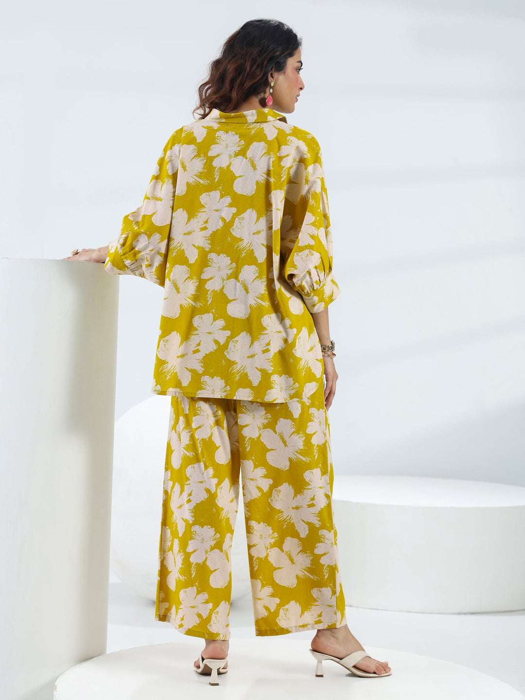  Green Floral Printed Cotton Co-Ord Set 
