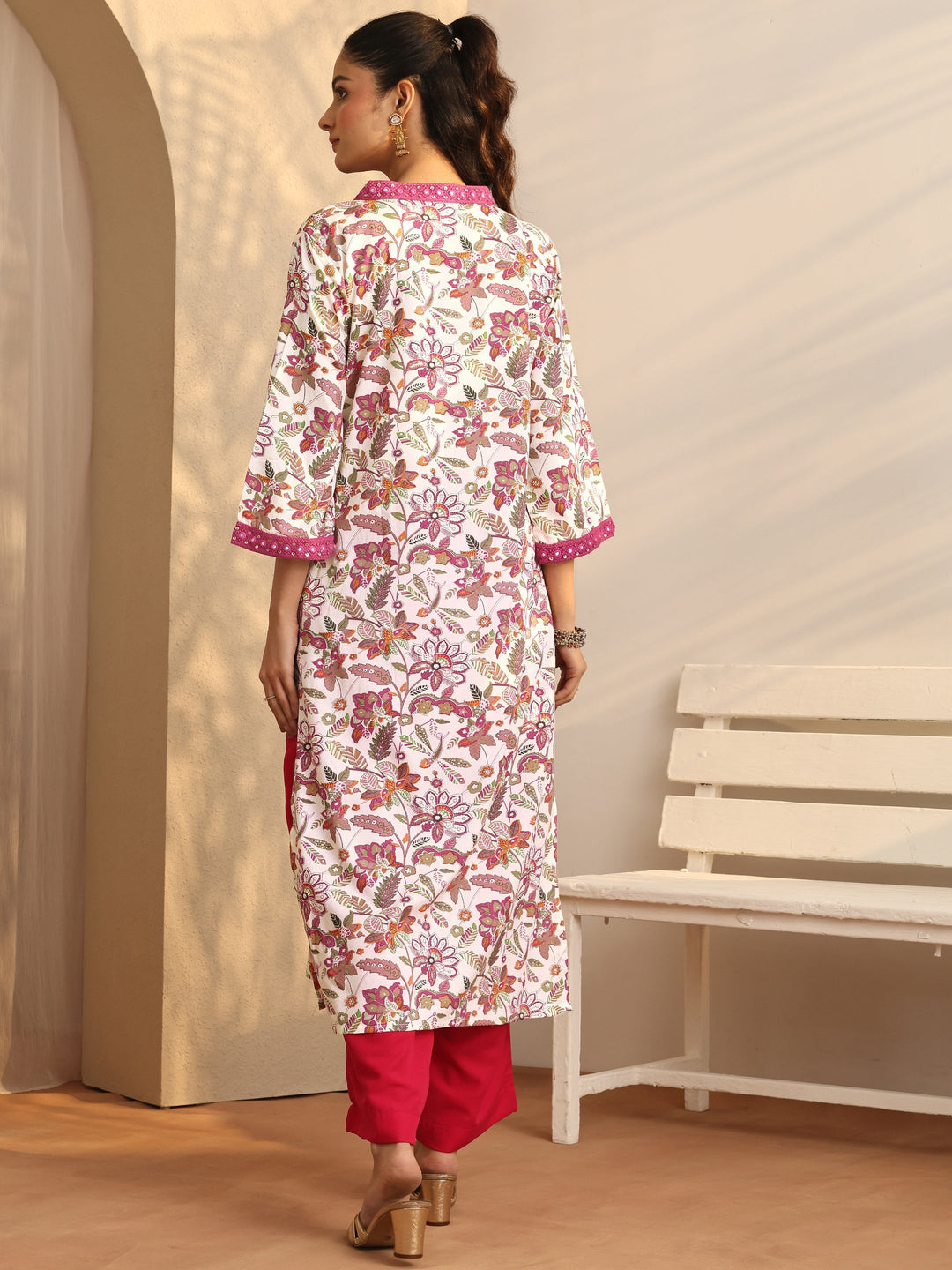  Multi Printed Rayon Straight Kurta 
