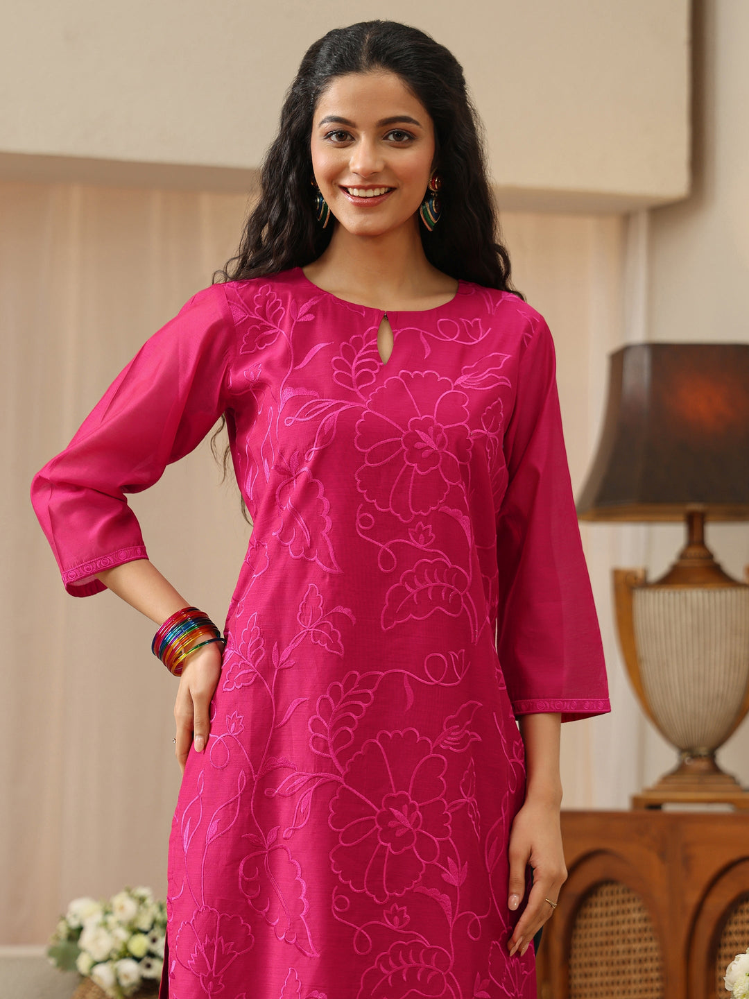  Off White Abstract Printed Panelled A-Line Kurta 