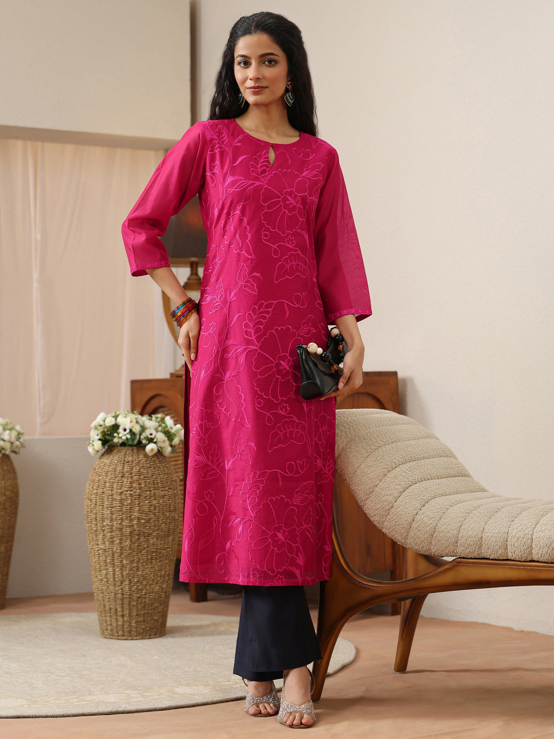  Off White Abstract Printed Panelled A-Line Kurta 