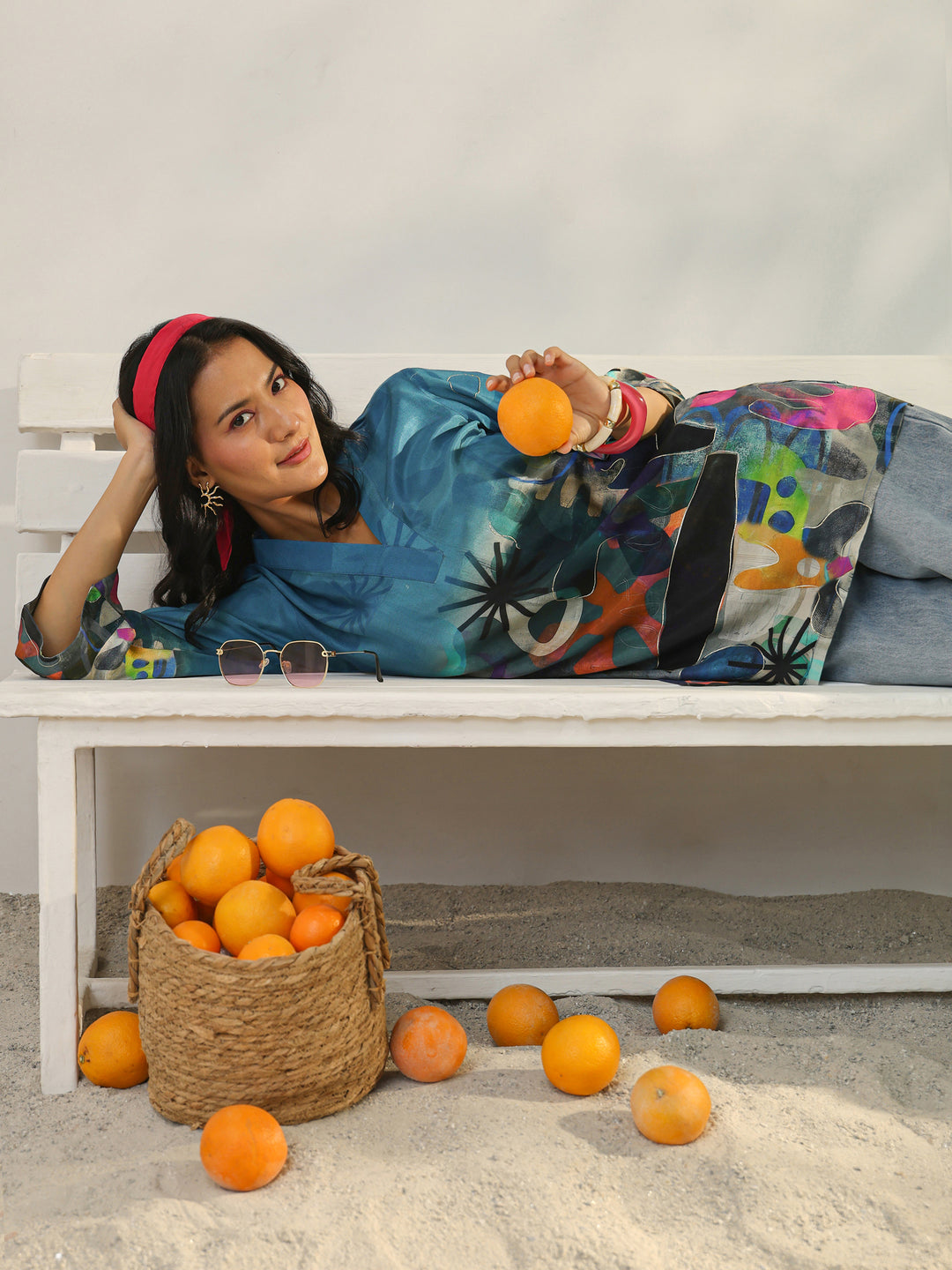  Blue Abstract Printed Muslin Straight Short Kurti 