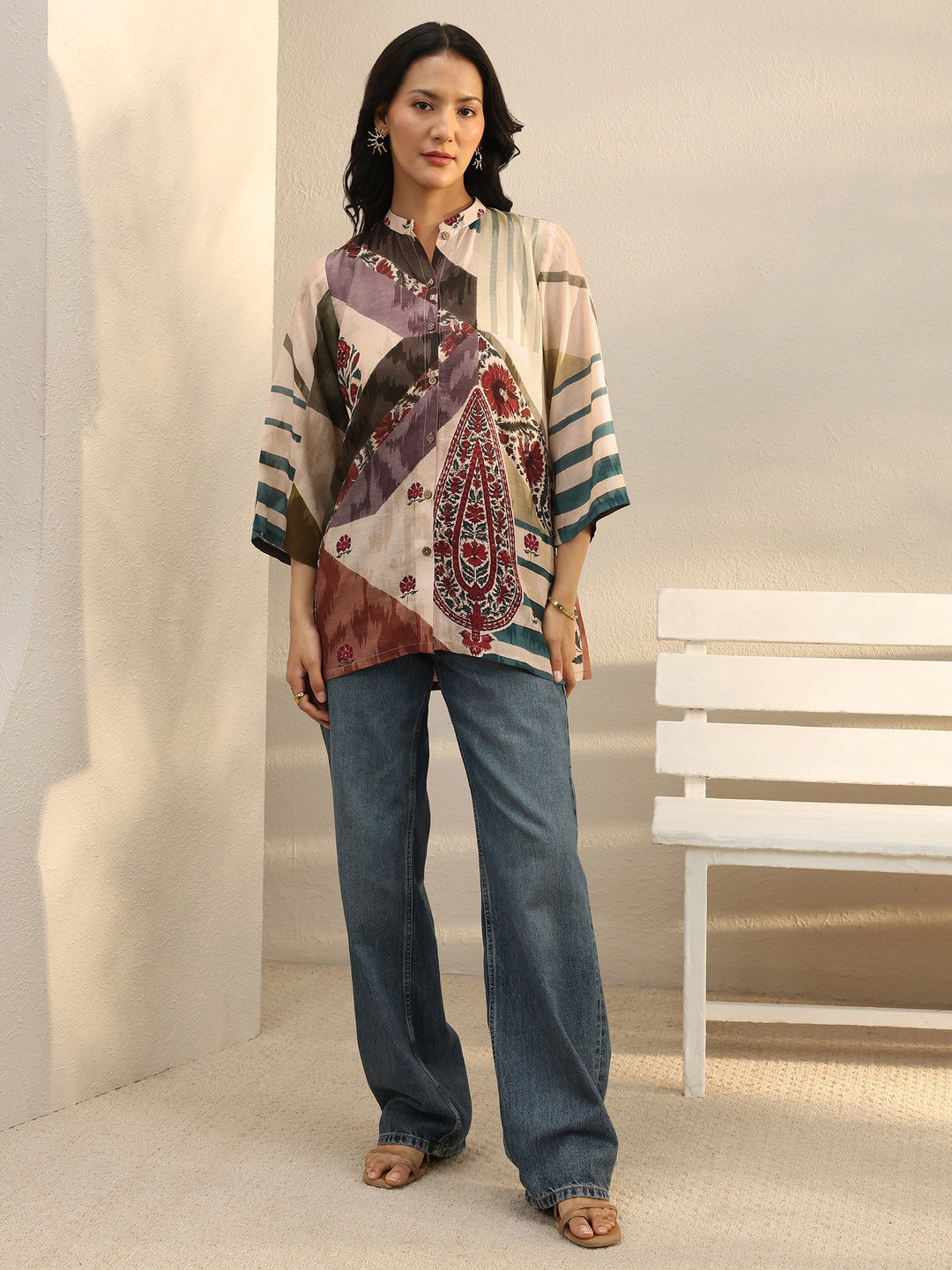  Multi Colour Printed Linen Shirt 