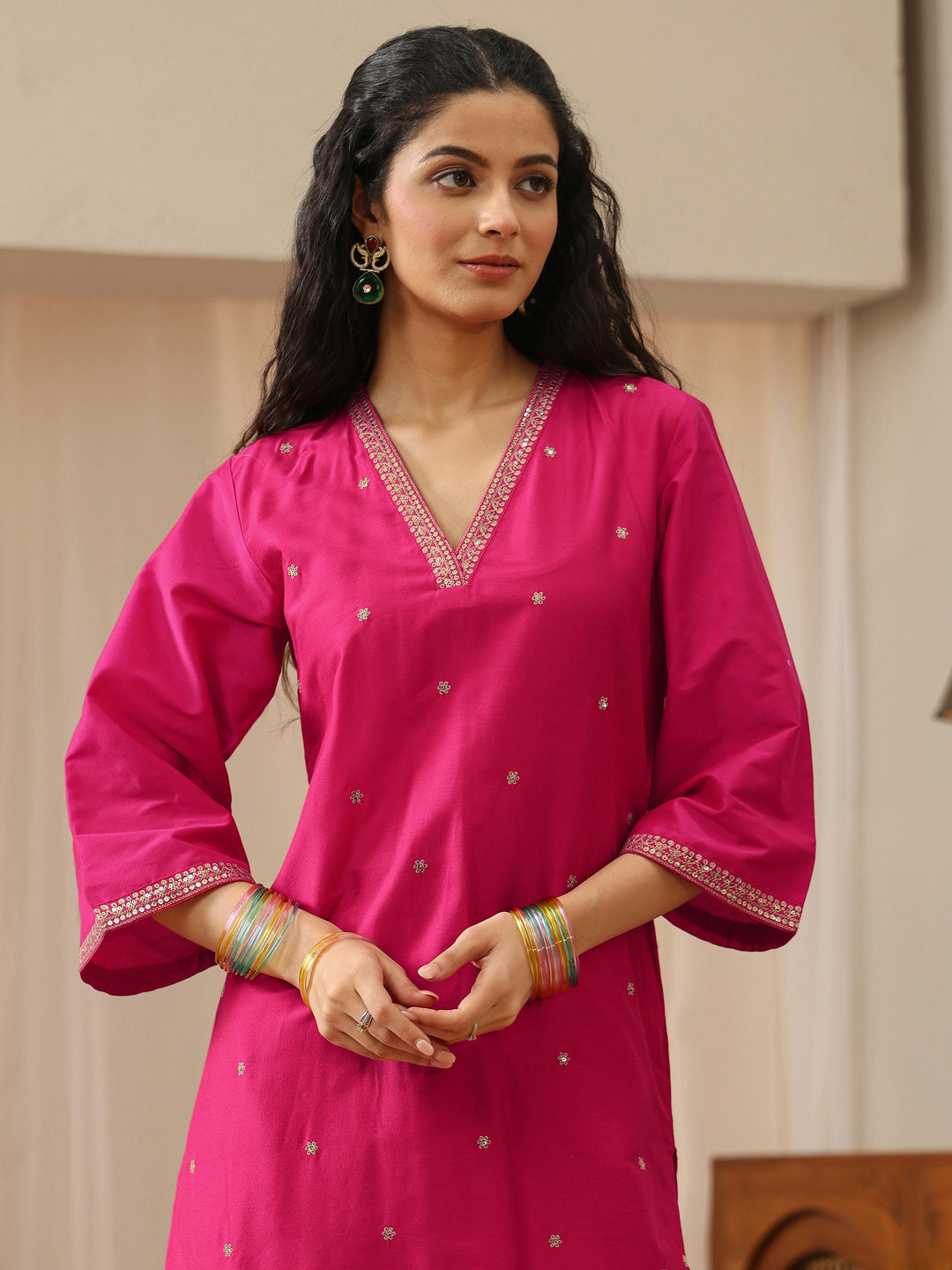  Off White Abstract Printed Panelled A-Line Kurta 
