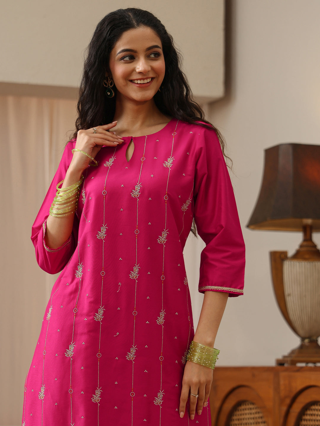  Off White Abstract Printed Panelled A-Line Kurta 