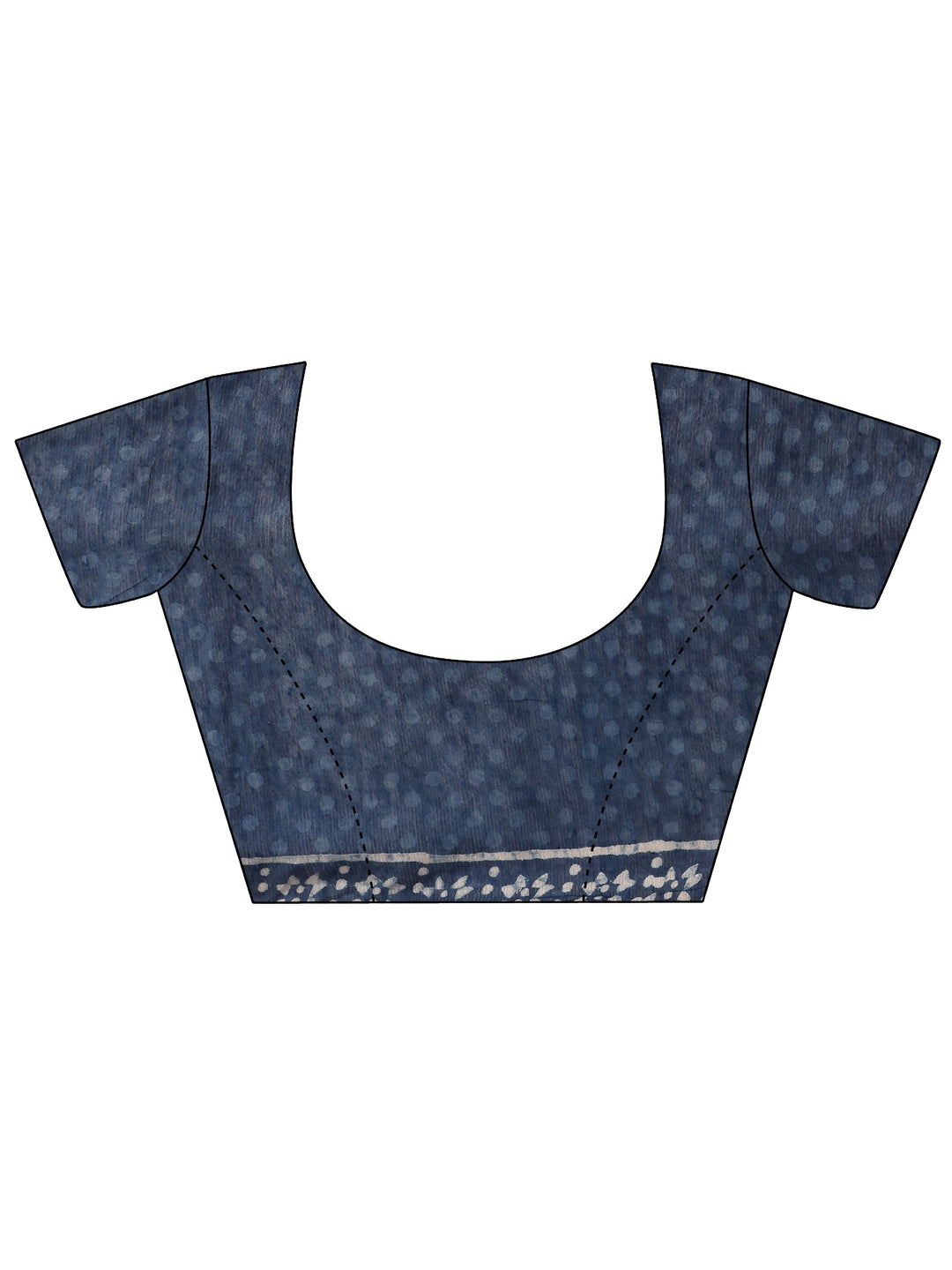  Blue Ikat Printed Cotton Saree With Unstitched Blouse Piece 