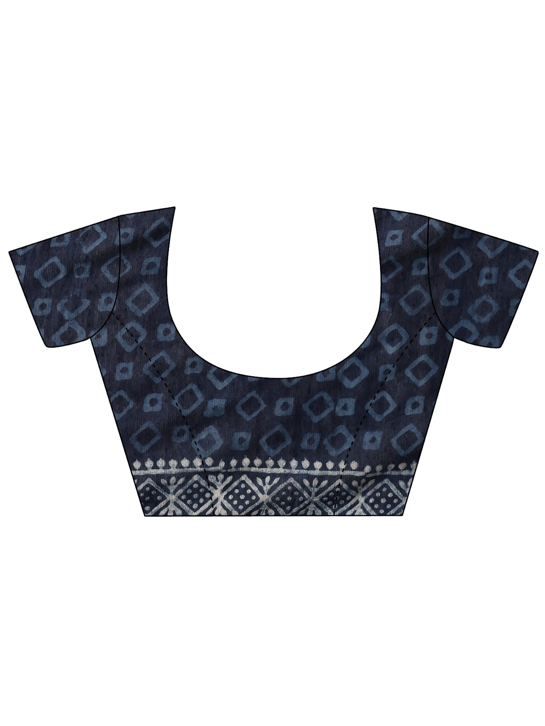  Blue Printed Cotton Saree With Unstitched Blouse Piece 