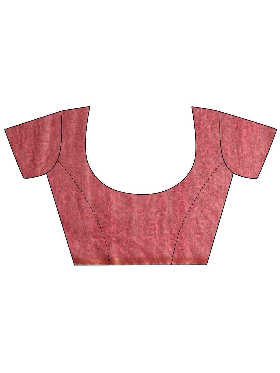  Pink Ikat Printed Cotton Saree With Unstitched Blouse Piece 