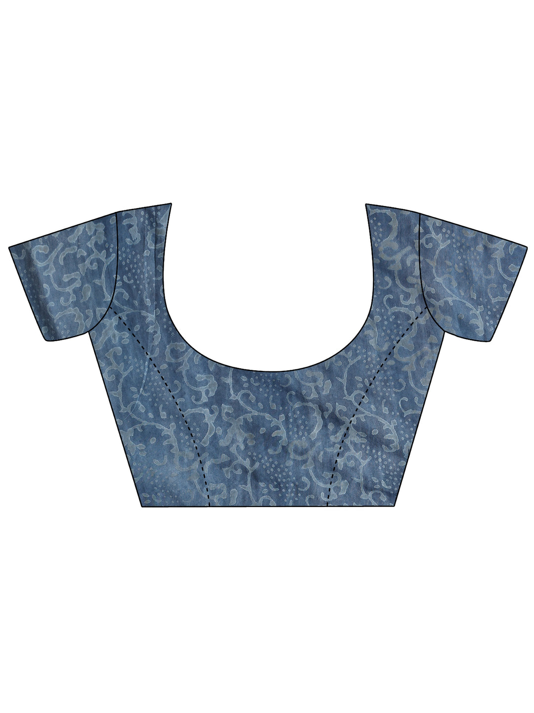  Blue Ikat Printed Cotton Saree With Unstitched Blouse Piece 