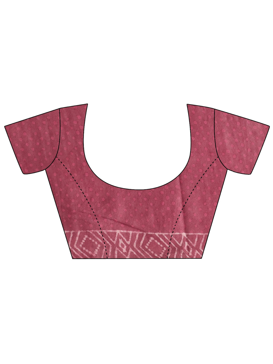  Pink Ikat Printed Cotton Saree With Unstitched Blouse Piece 