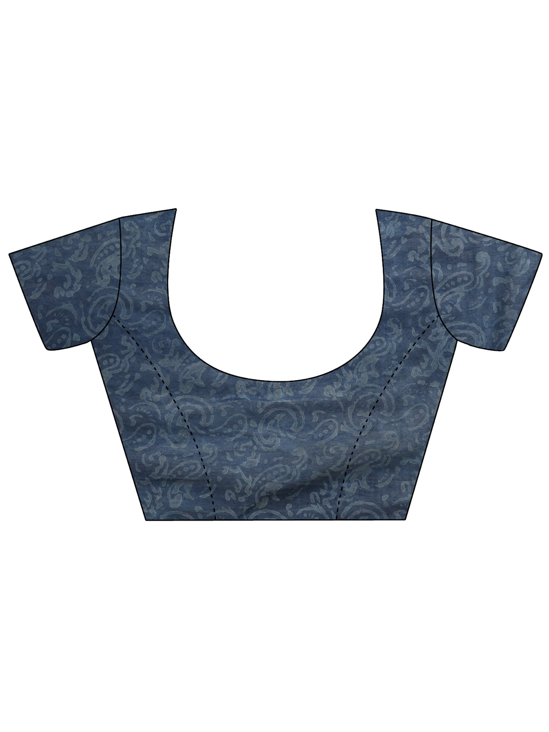  Blue Printed Cotton Saree With Unstitched Blouse Piece 