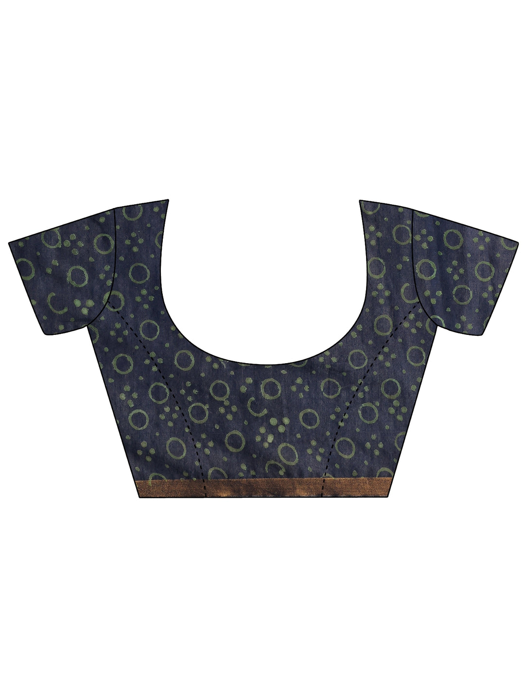  Blue Tribal Printed Cotton Saree With Unstitched Blouse Piece 