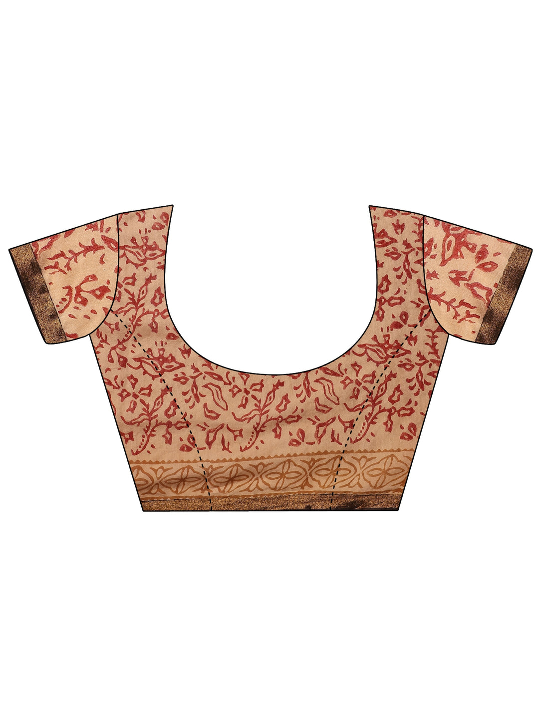  Black Printed Cotton Saree With Unstitched Blouse Piece 