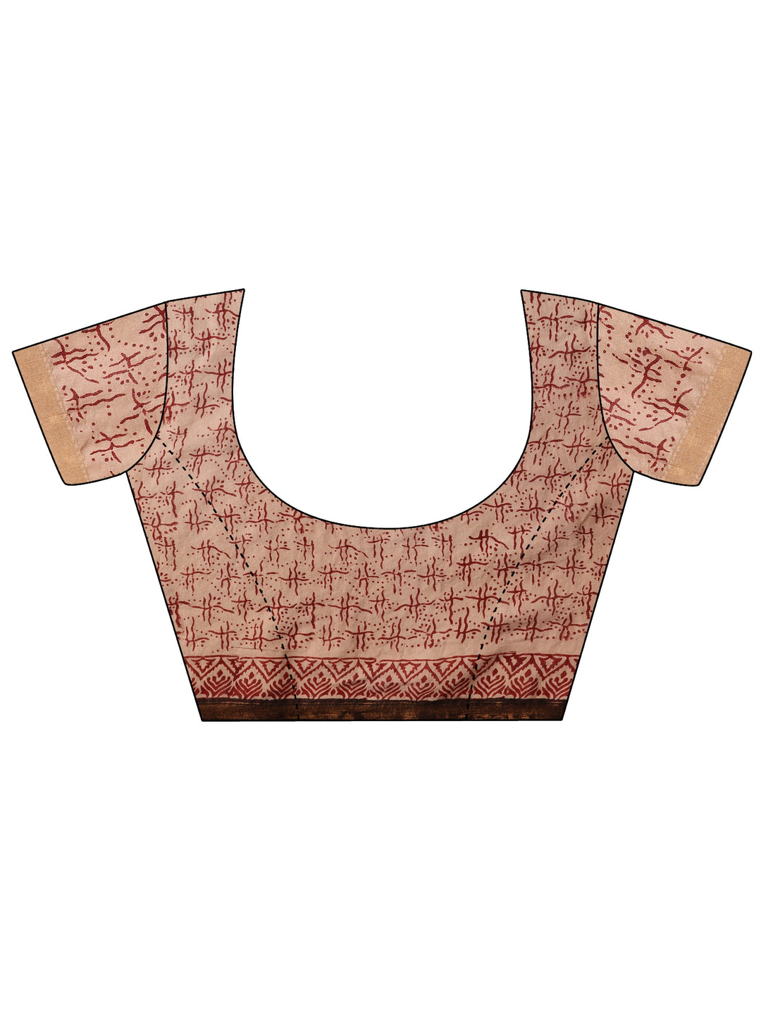  Black Printed Cotton Saree With Unstitched Blouse Piece 