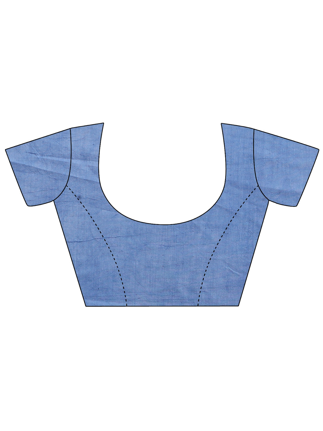  Blue Printed Cotton Saree With Unstitched Blouse Piece 