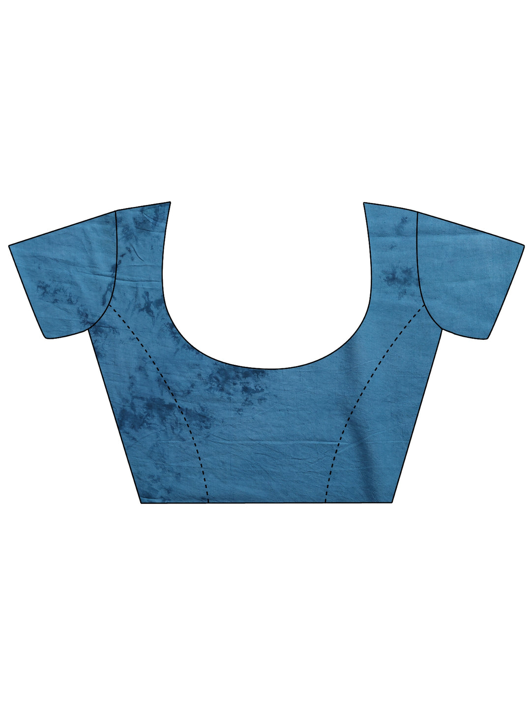  Blue Ikat Printed Cotton Saree With Unstitched Blouse Piece 