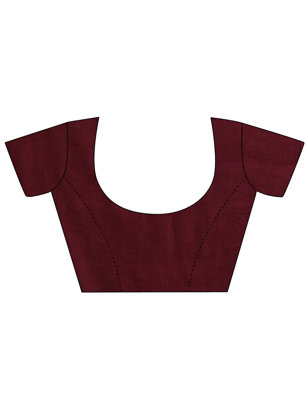  Burgundy Printed Cotton Saree With Unstitched Blouse Piece 