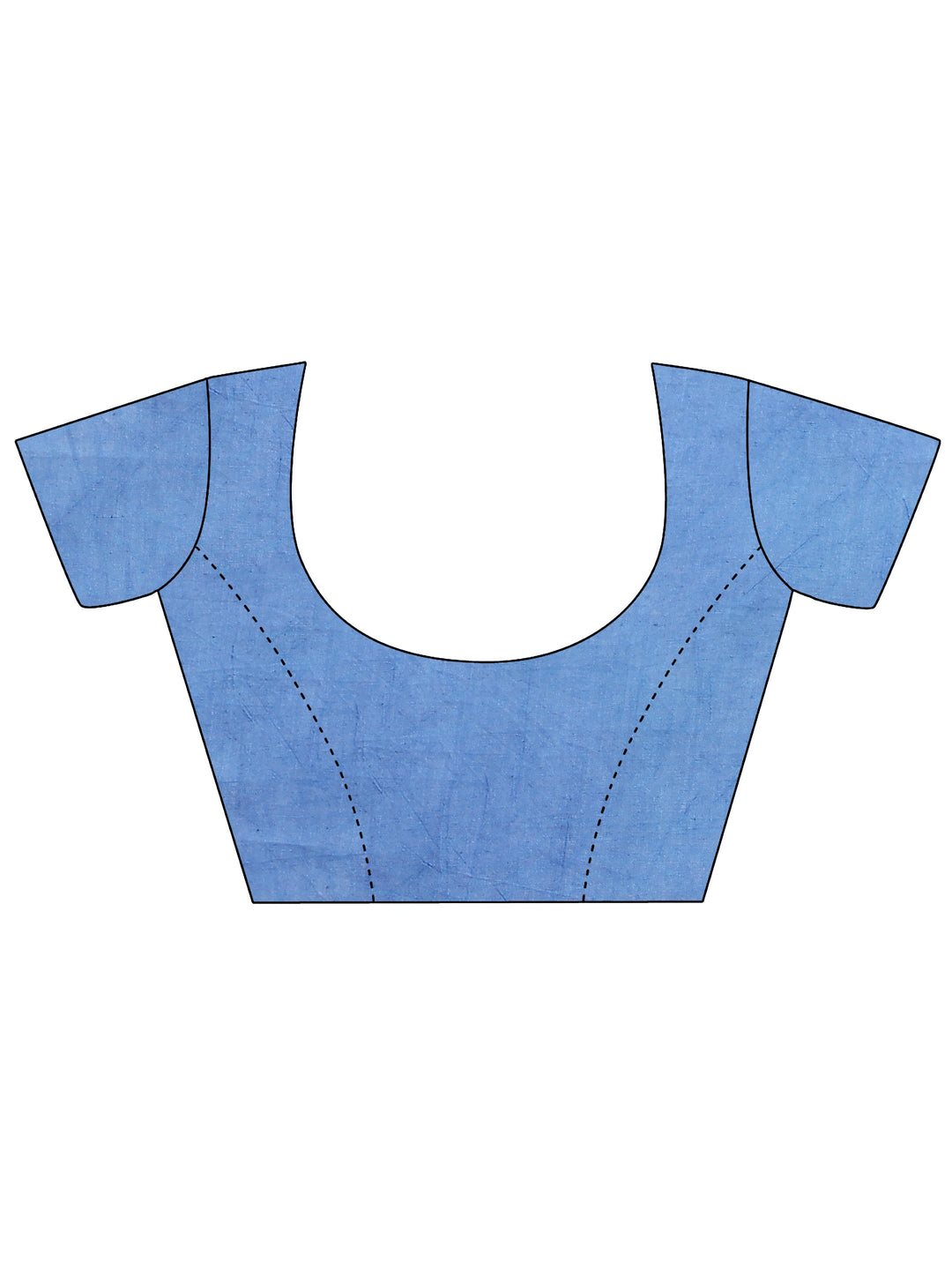  Blue Chevron Printed Cotton Saree With Unstitched Blouse Piece 