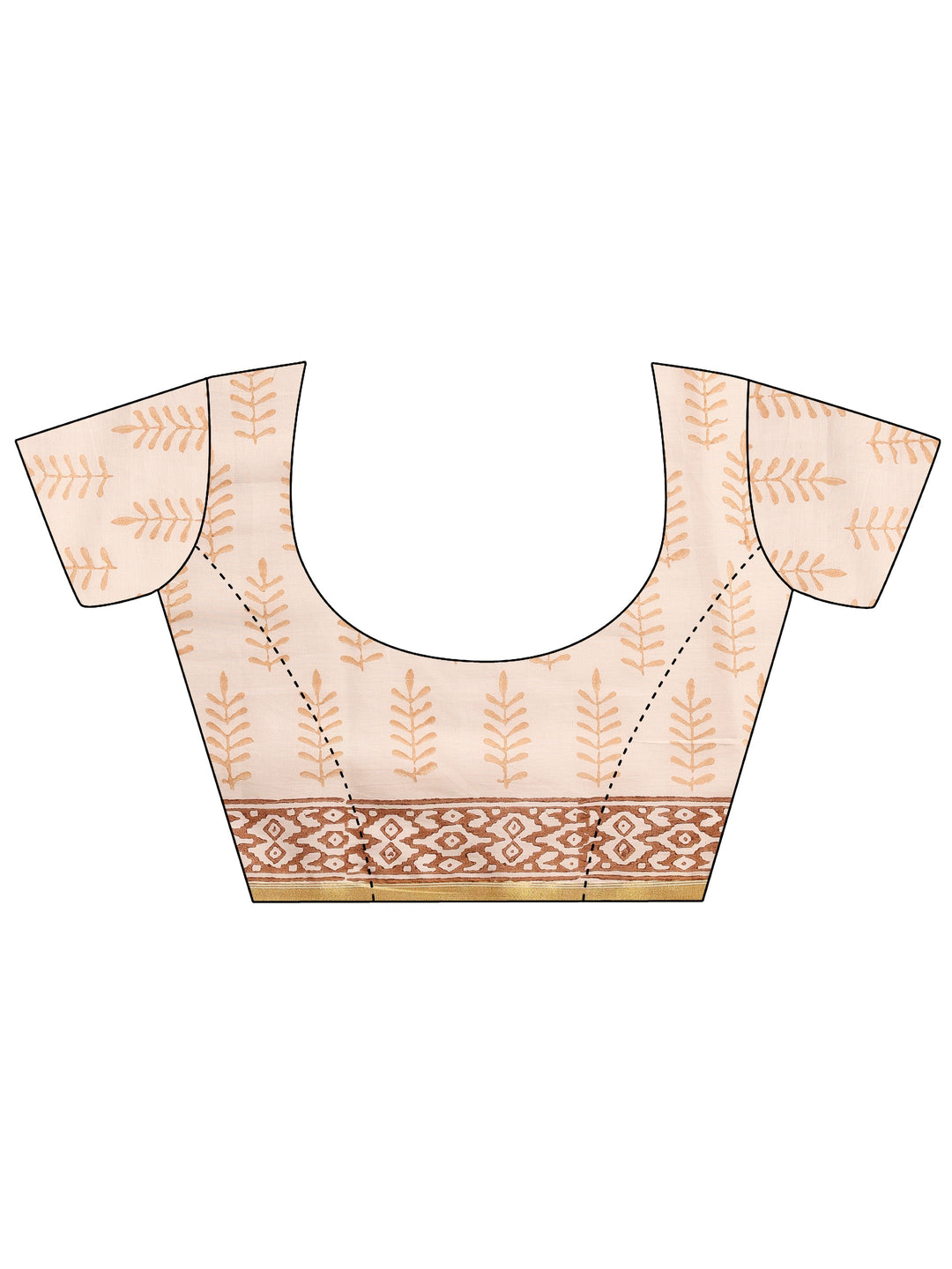  White Printed Cotton Saree With Unstitched Blouse Piece 