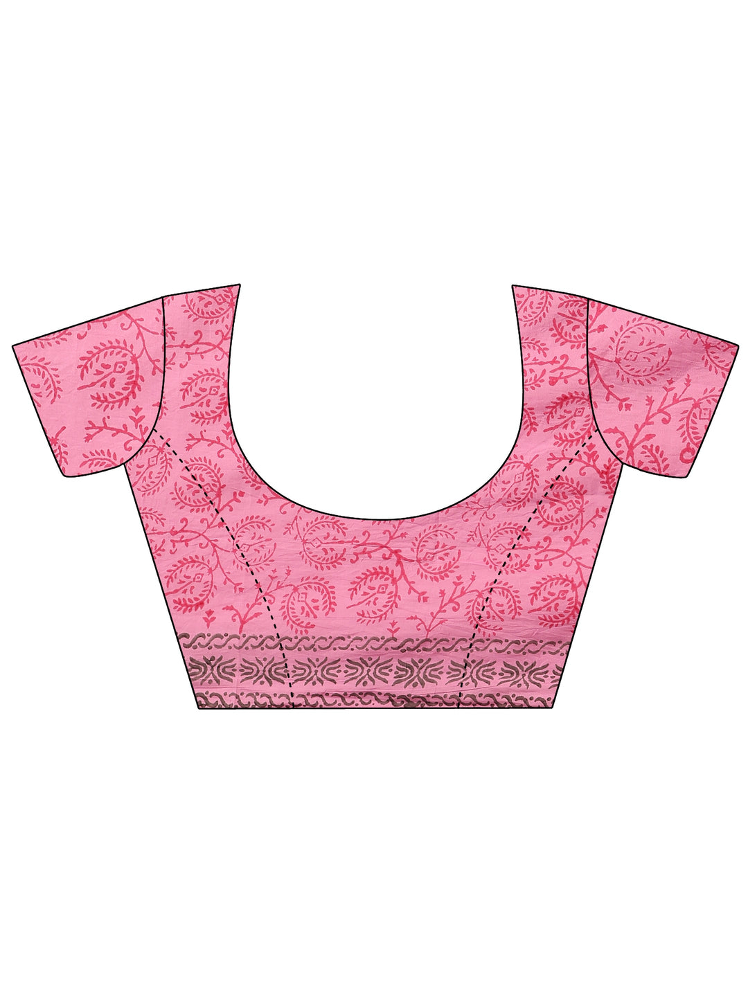  Pink Printed Cotton Saree With Unstitched Blouse Piece 
