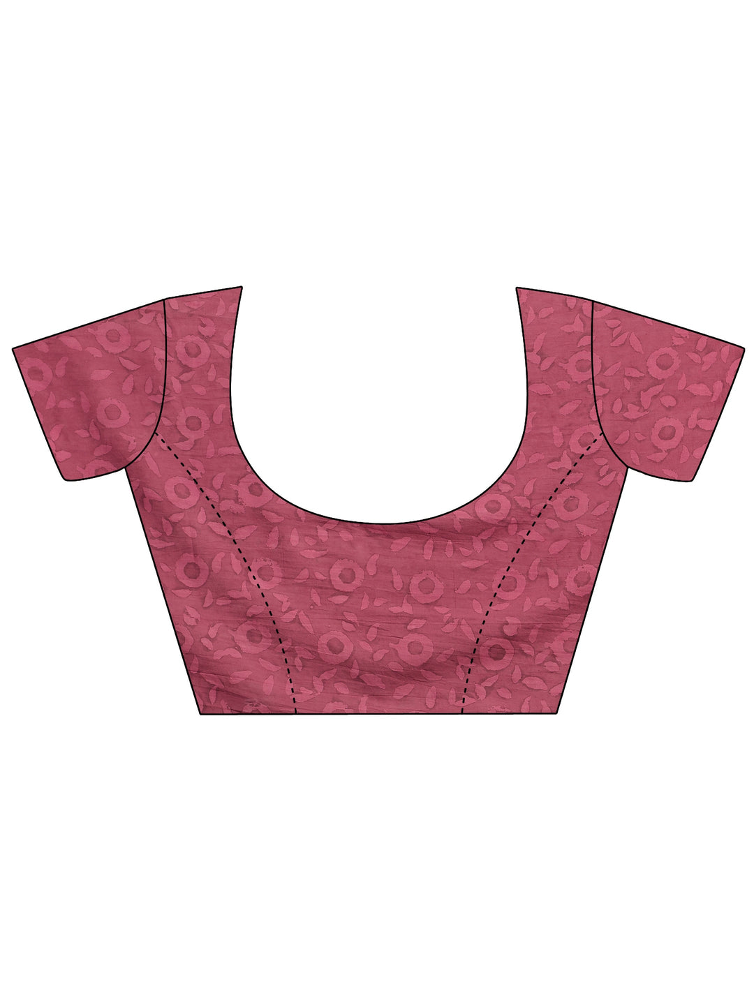  Mauve Ikat Printed Cotton Saree With Unstitched Blouse Piece 