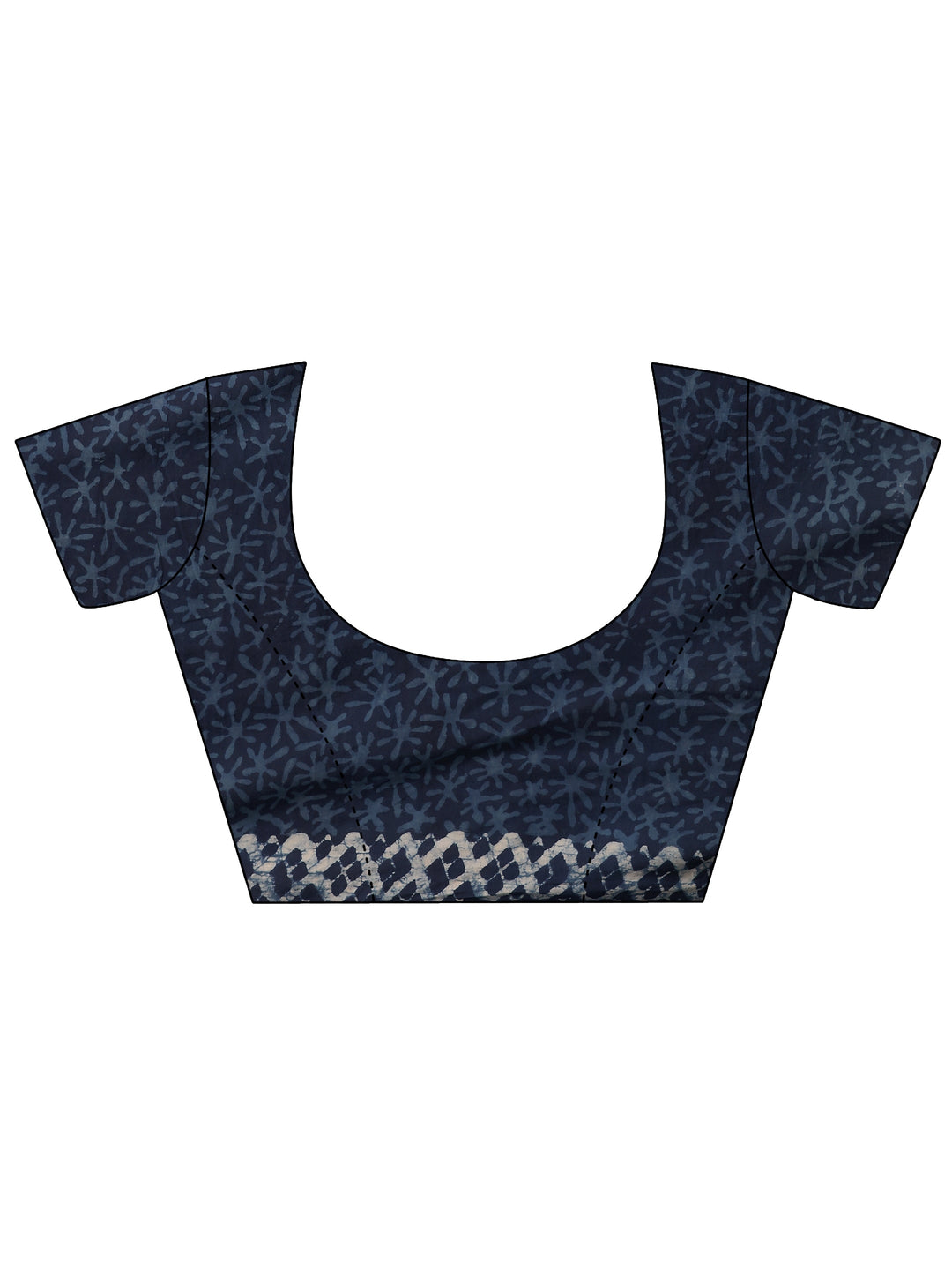  Blue Printed Cotton Saree With Unstitched Blouse Piece 