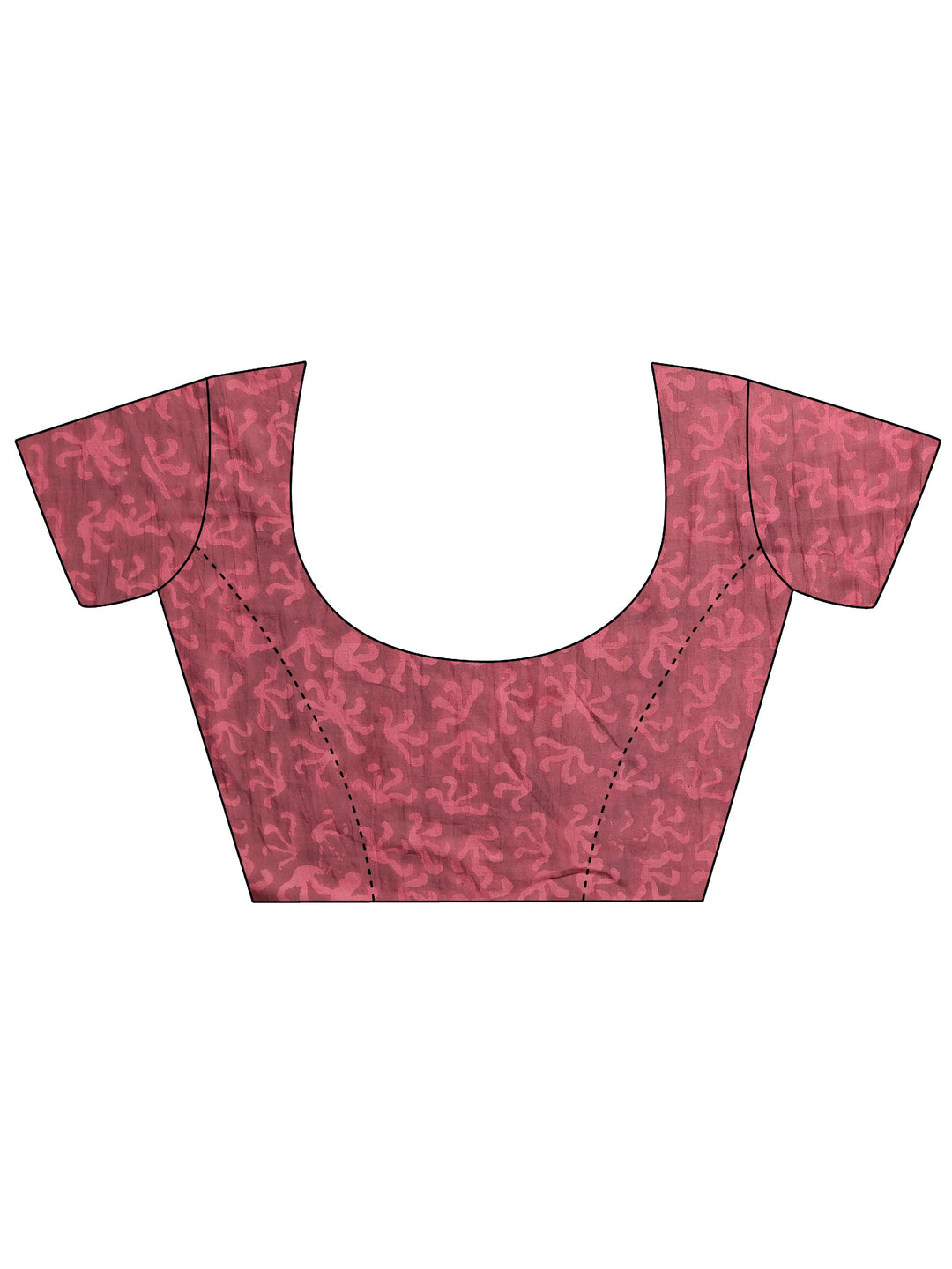  Burgundy Printed Cotton Saree With Unstitched Blouse Piece 