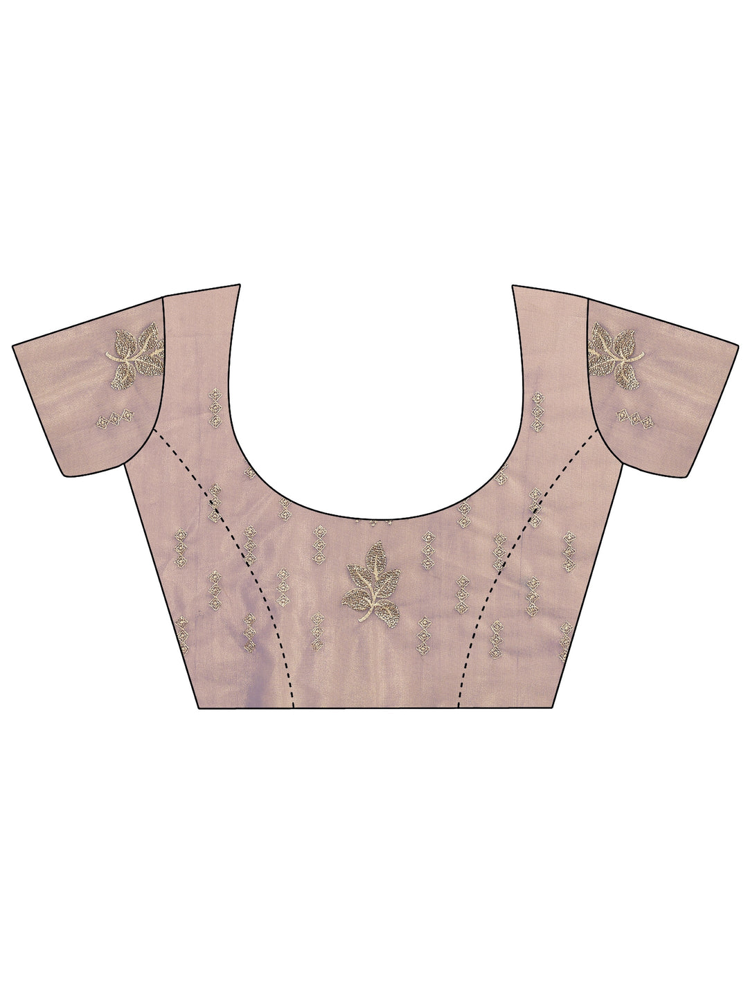  Lavender Embroidered Organza Saree With Unstitched Blouse Piece 