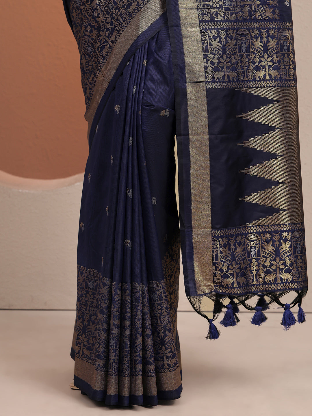  Blue Woven Design Banarsi Silk Blend Saree With Unstitched Blouse Piece 