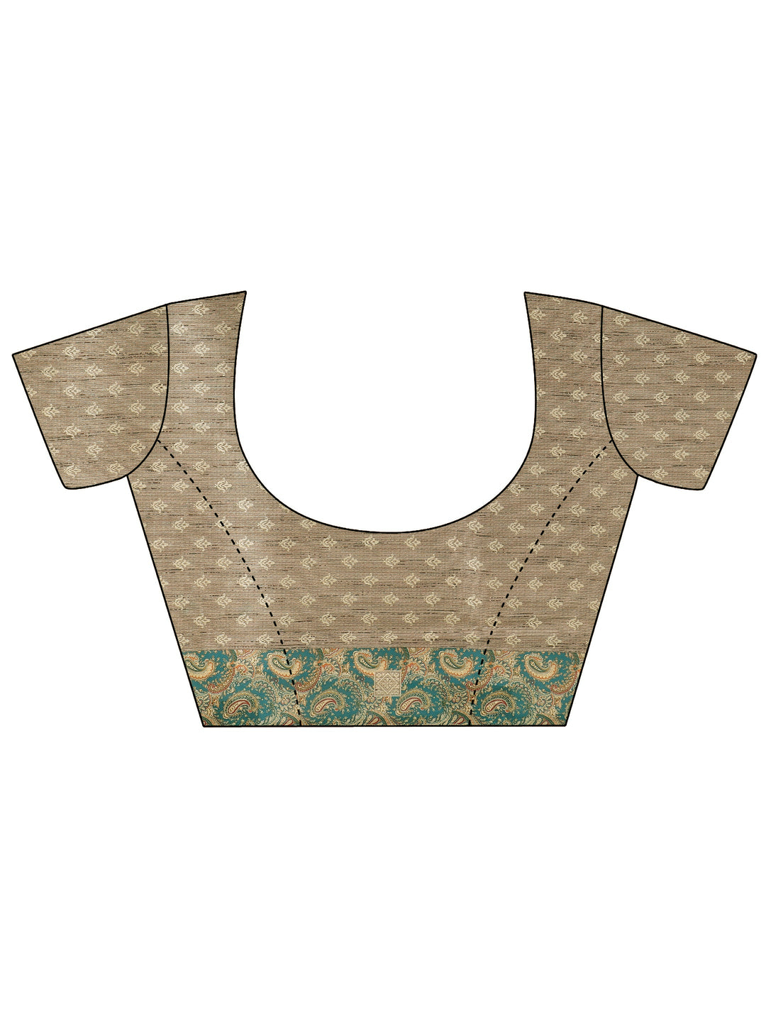  Multi Paisley Printed Silk Blend Saree With Unstitched Blouse Piece 