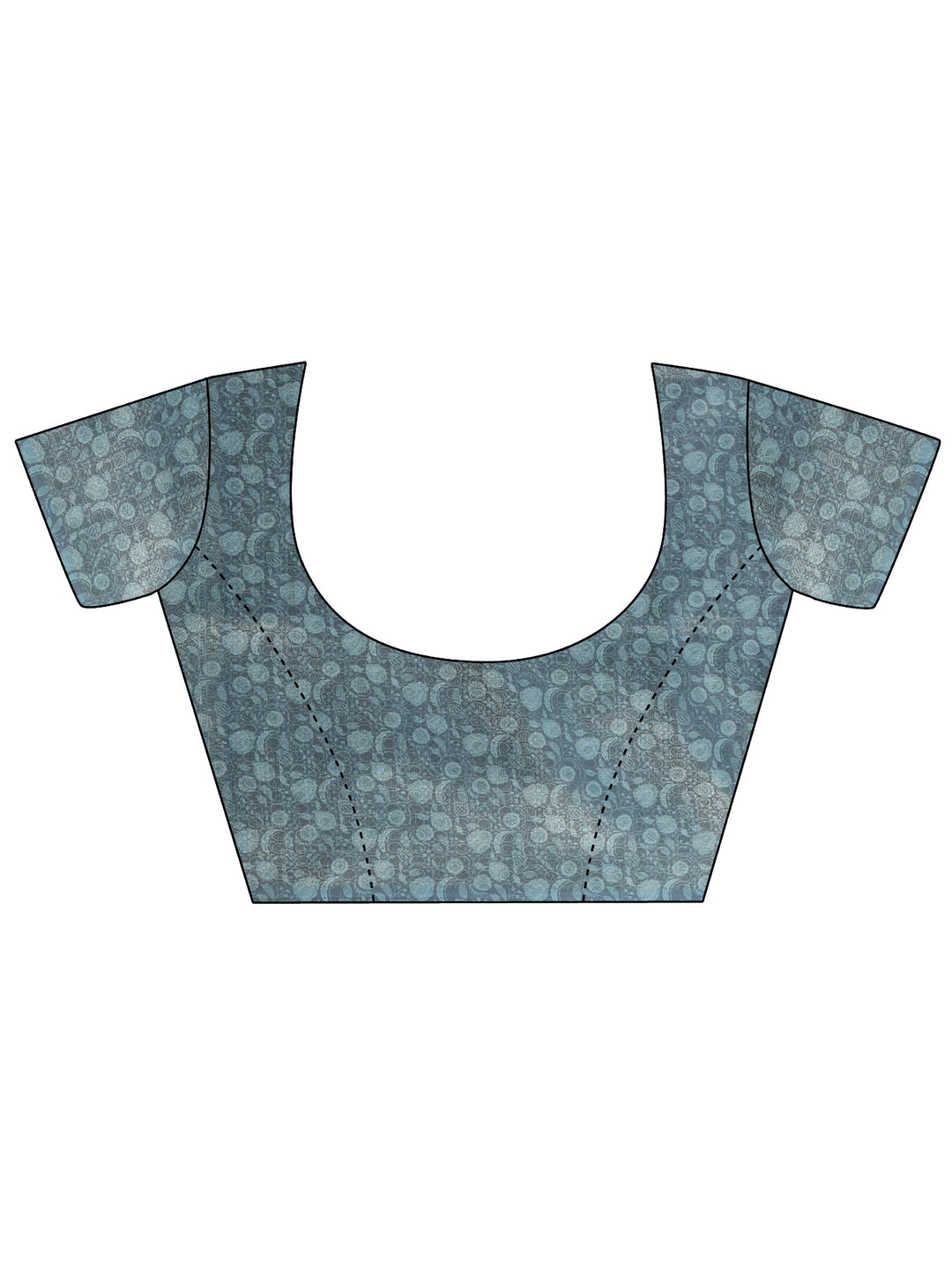  Blue Printed Silk Blend Saree With Unstitched Blouse Piece 