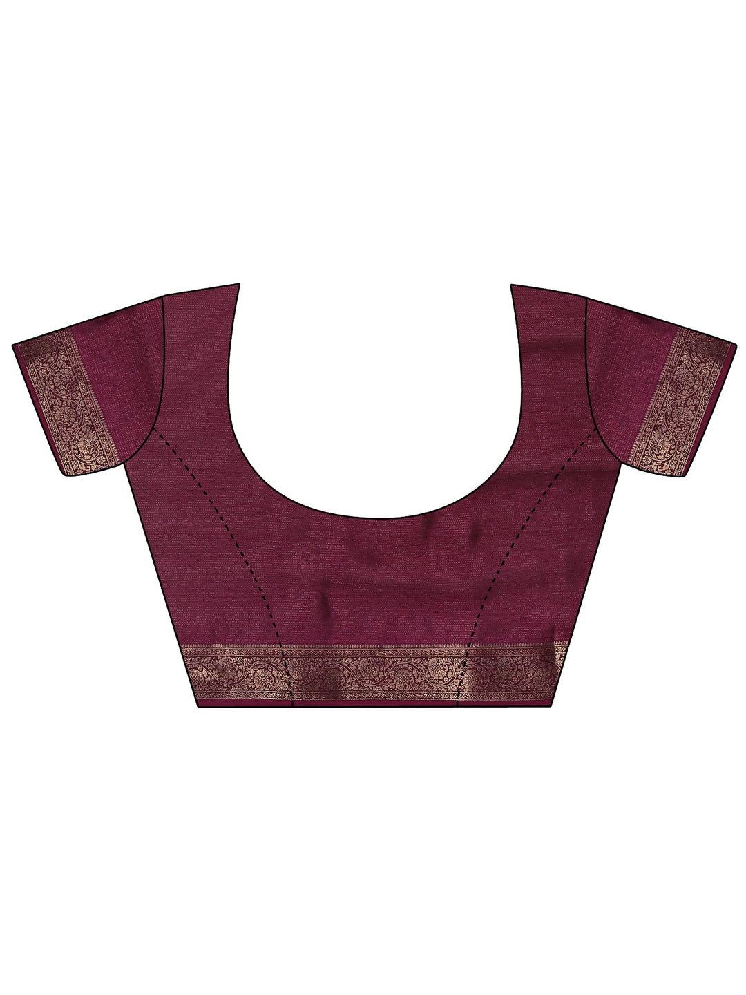  Burgundy Tribal Printed Silk Blend Saree With Unstitched Blouse Piece 