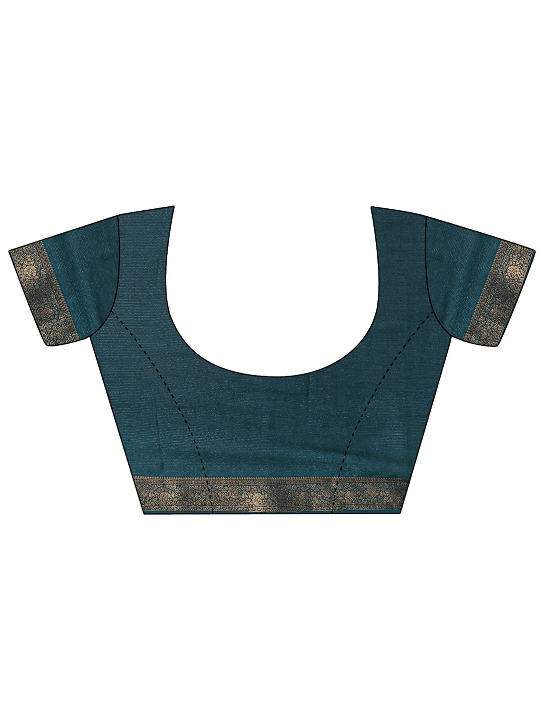  Blue Tribal Printed Silk Blend Saree With Unstitched Blouse Piece 