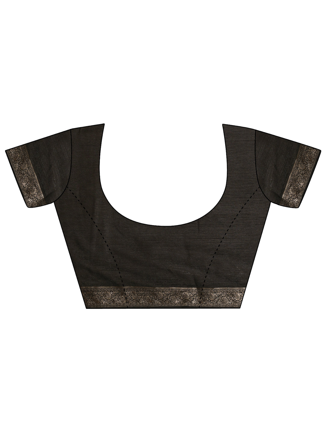  Black Tribal Printed Silk Blend Saree With Unstitched Blouse Piece 