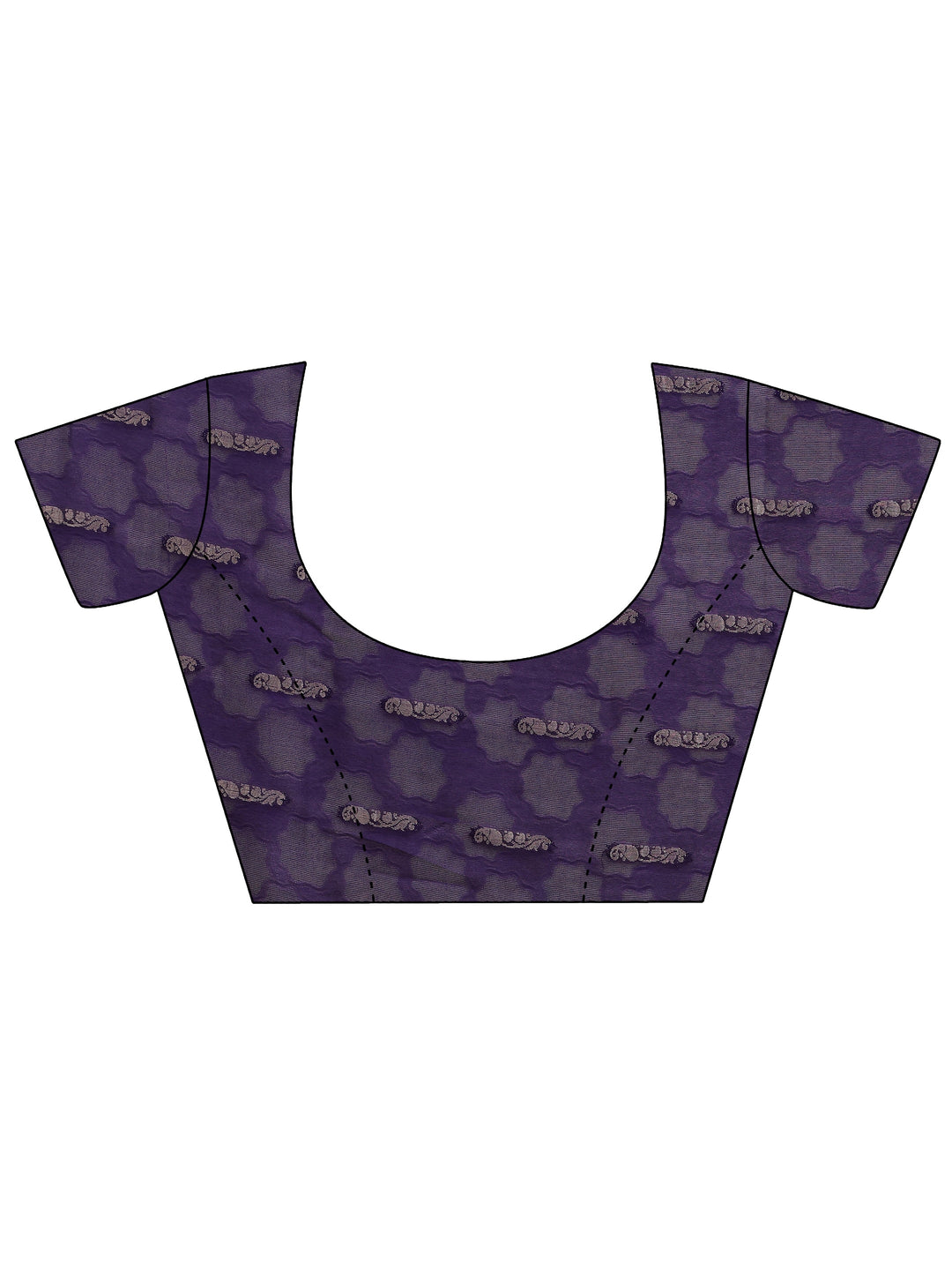  Purple Printed Silk Blend Saree With Unstitched Blouse Piece 