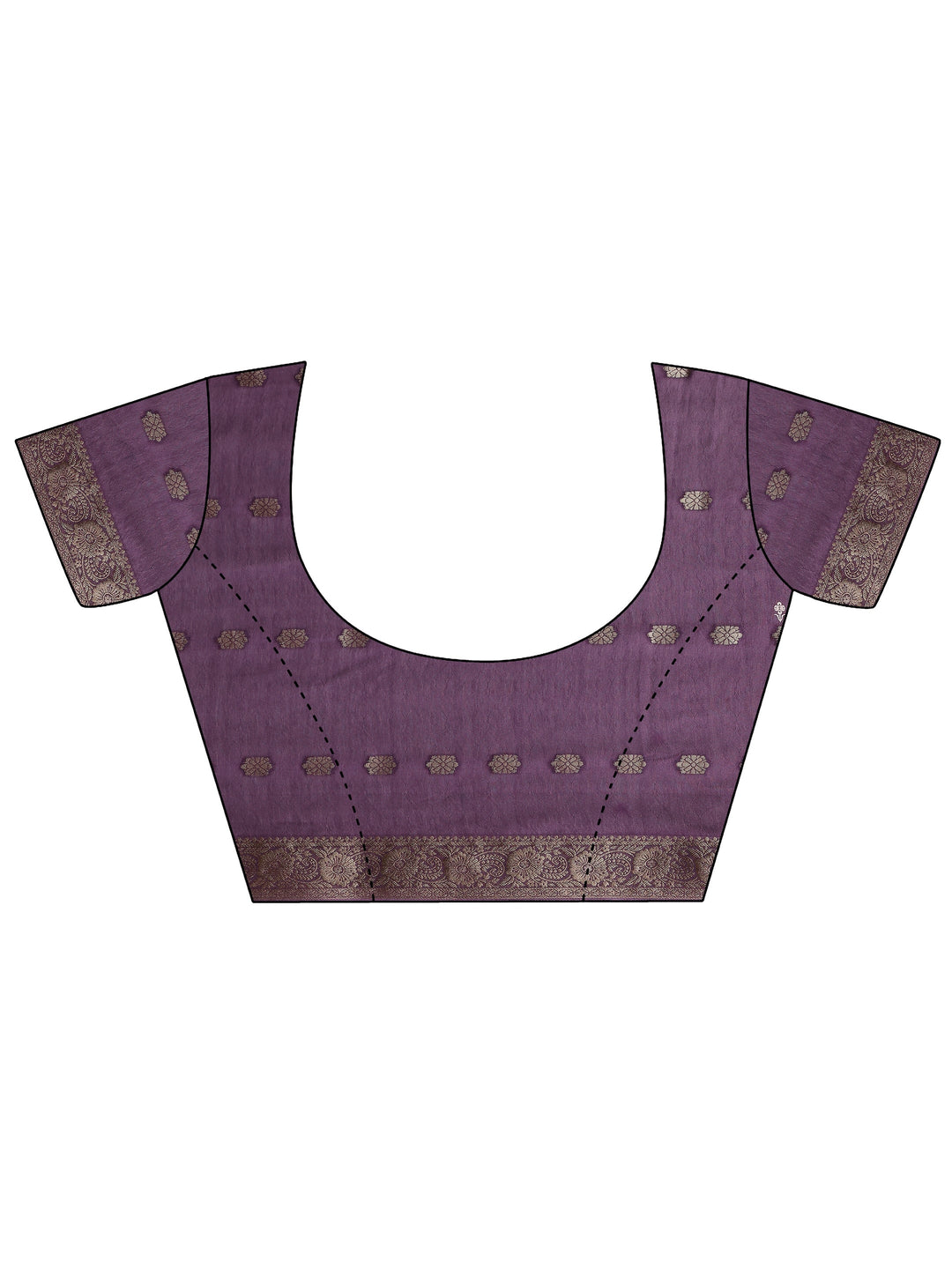  Purple Printed Silk Blend Saree With Unstitched Blouse Piece 