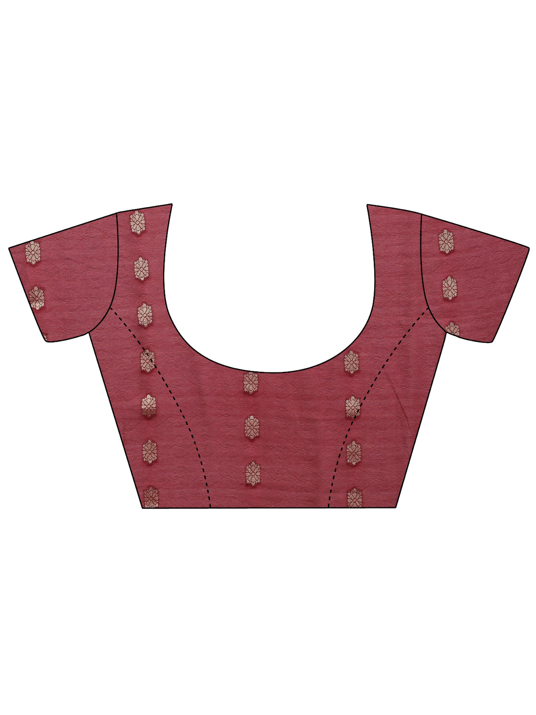  Burgundy Printed Silk Blend Saree With Unstitched Blouse Piece 