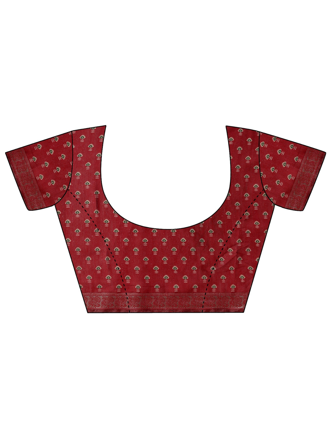  Green Printed Silk Blend Saree With Unstitched Blouse Piece 