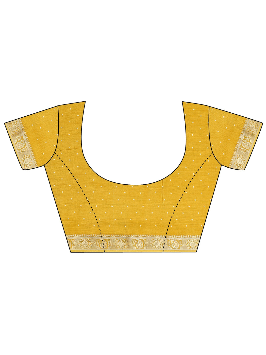  Mustard Bandhani Printed Silk Blend Saree With Unstitched Blouse Piece 