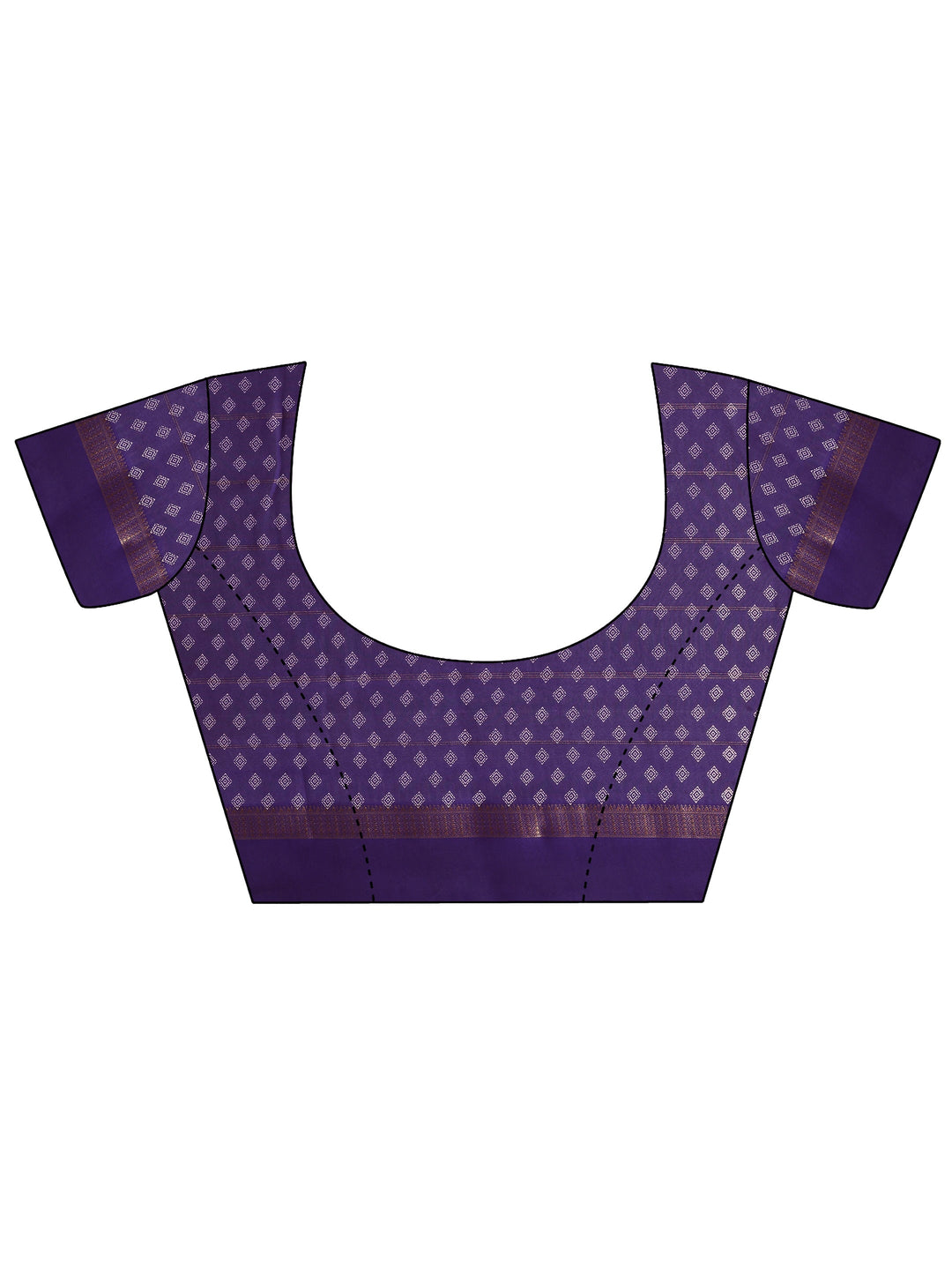  Purple Printed Silk Blend Saree With Unstitched Blouse Piece 