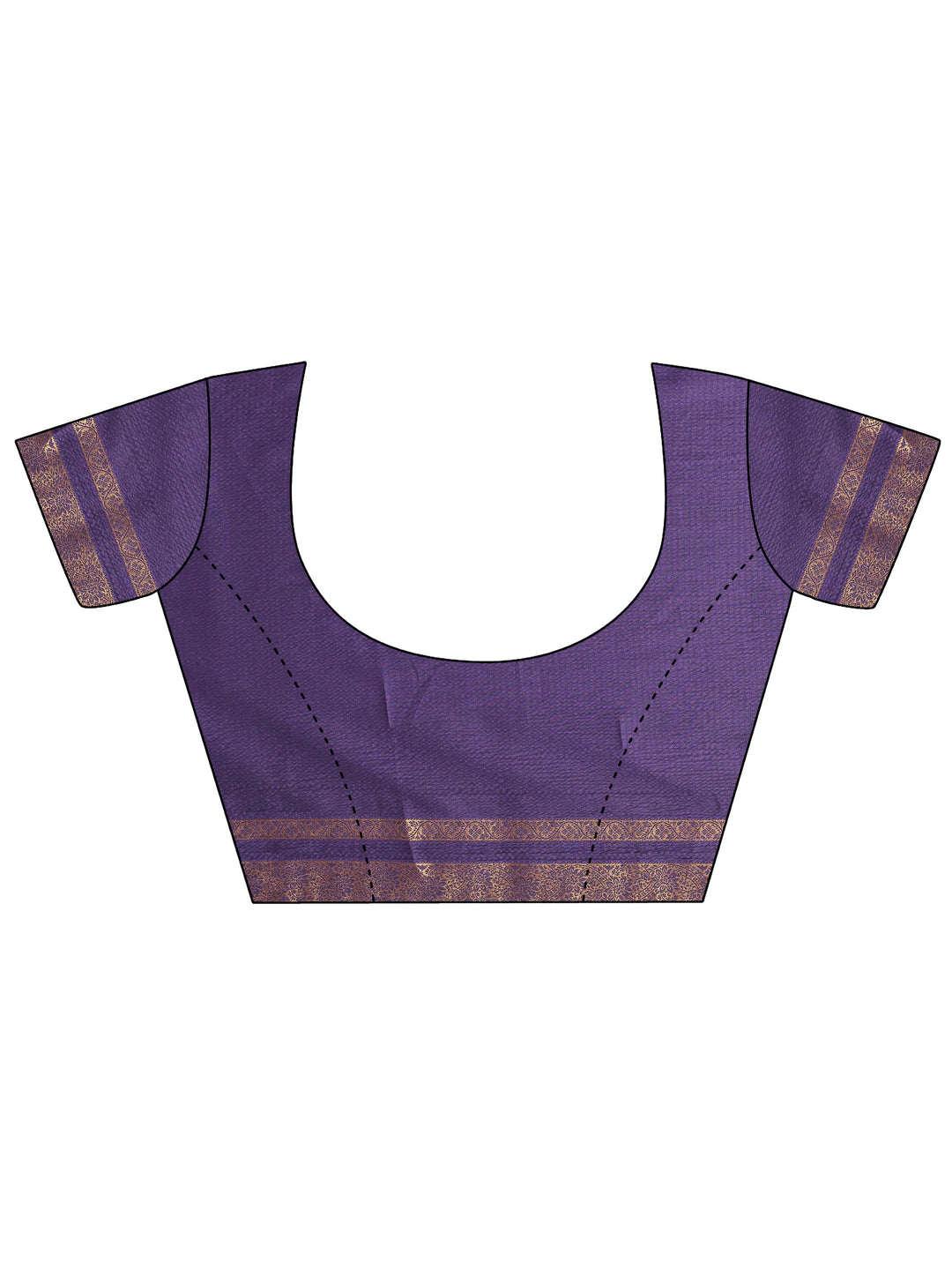  Purple Paisley Printed Silk Blend Saree With Unstitched Blouse Piece 