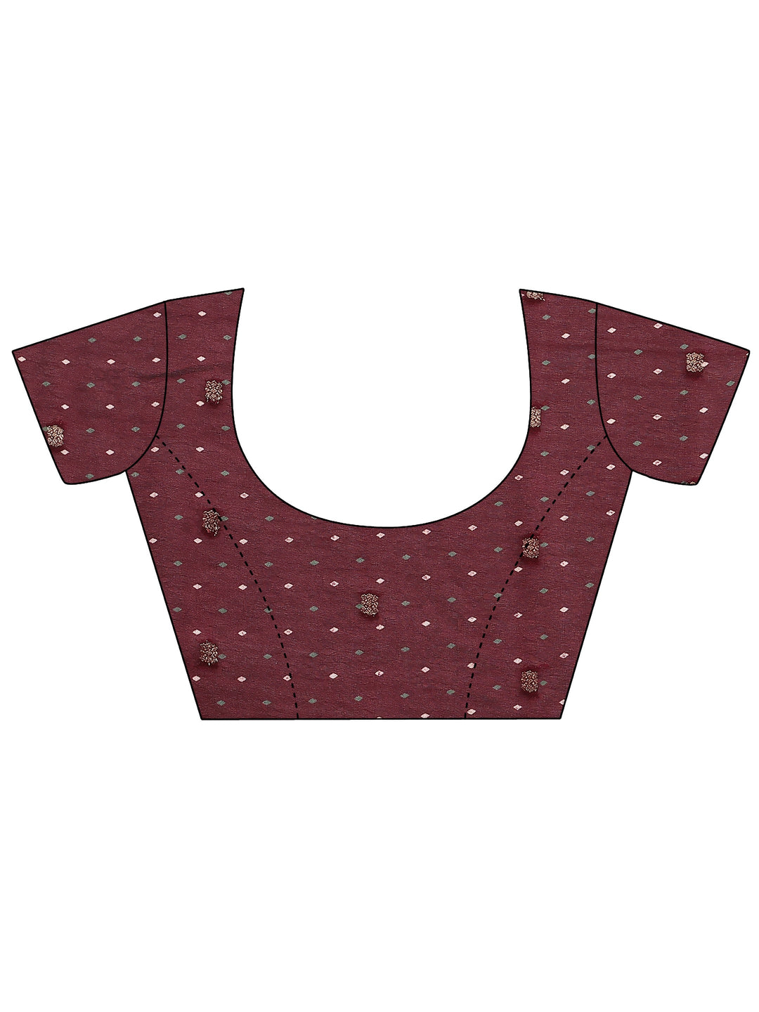  Maroon Printed Silk Blend Saree With Unstitched Blouse Piece 