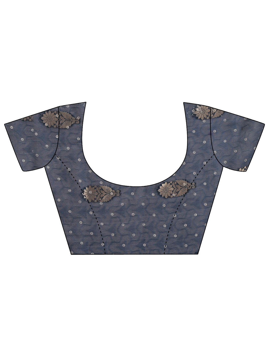  Blue Printed Silk Blend Saree With Unstitched Blouse Piece 