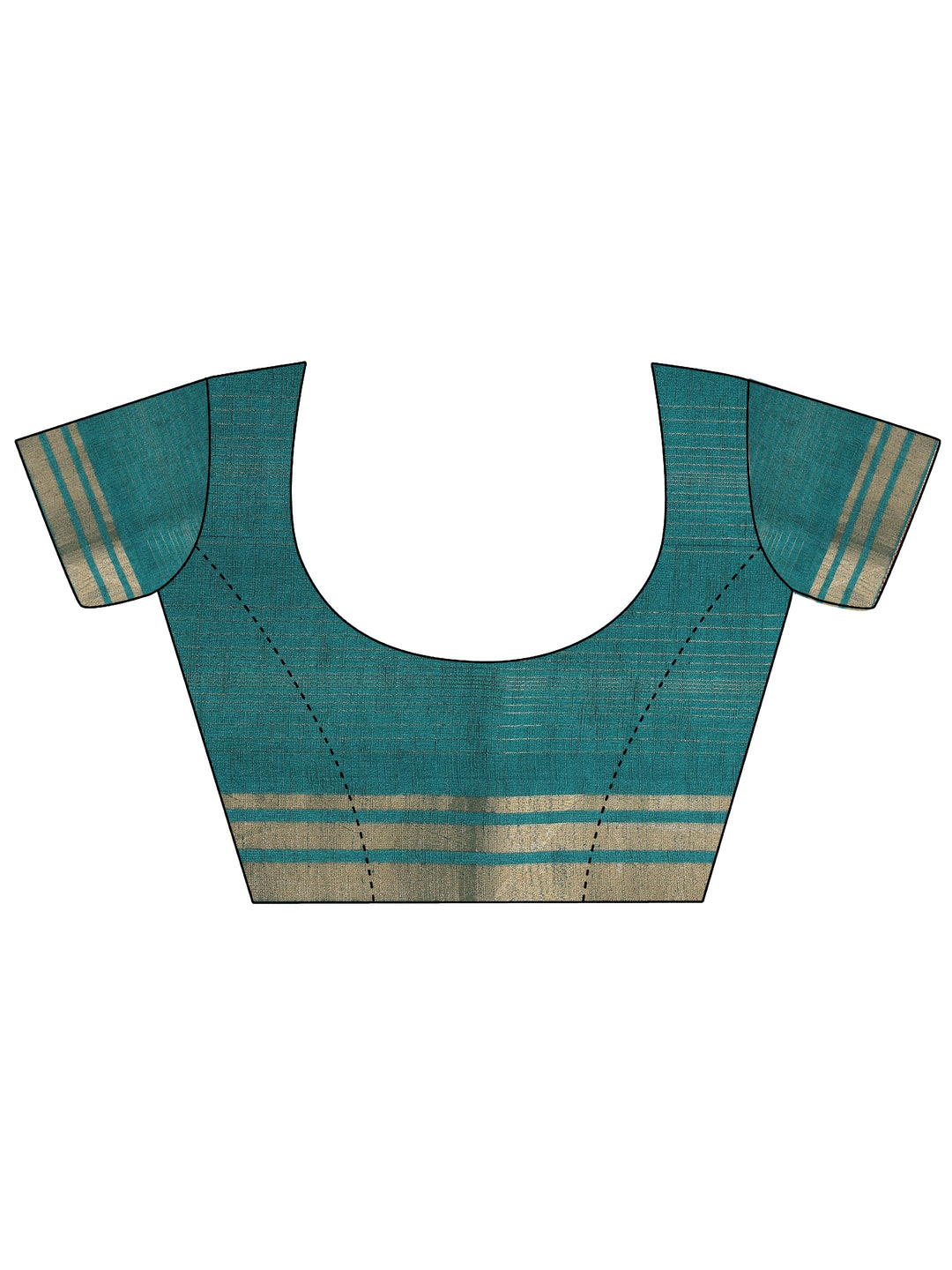  Blue Printed Silk Blend Saree With Unstitched Blouse Piece 