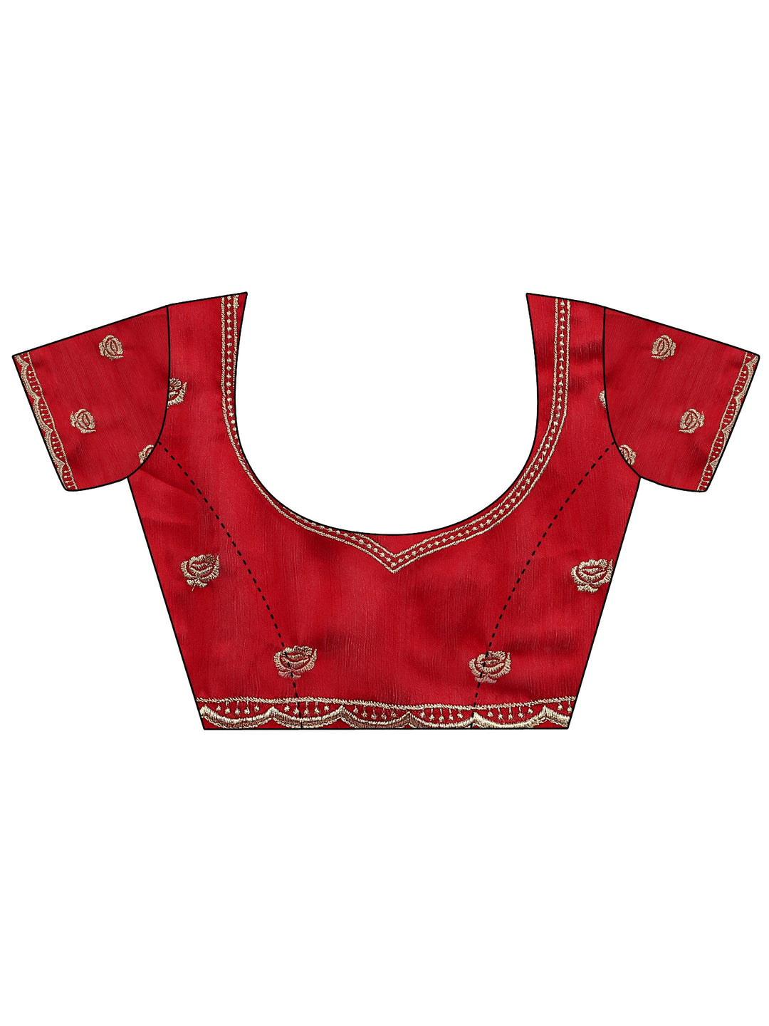  Red Embroidered Silk Blend Saree With Unstitched Blouse Piece 