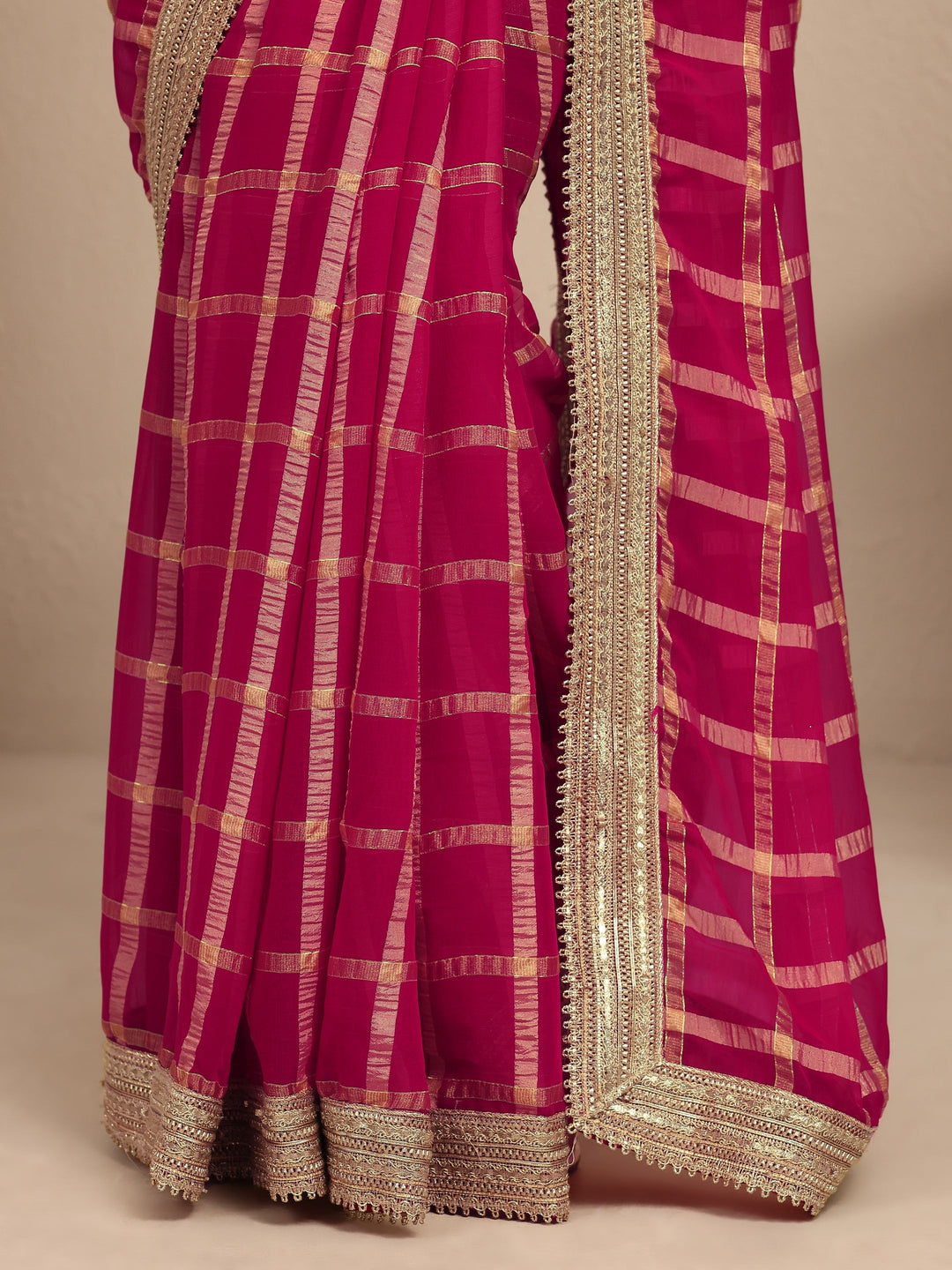  Pink Geometric Woven Design Silk Blend Saree With Unstitched Blouse Piece 