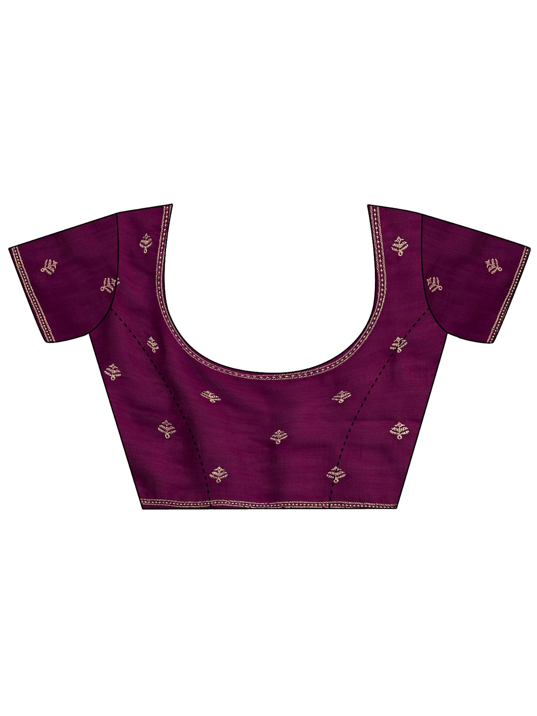 Purple Embroidered Silk Blend Saree With Unstitched Blouse Piece 